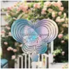 Sublimation Blanks Blank Wind Spinners Alluminum Large Butterfly Shape Spinning Hanging Patio Yard Decoration For Diy Both Sides Dro Dhcmi