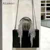 Shoulder Bags Luxury Rhinestone Tassel Evening Handbag Women New Korean Summer Diamonds Square Clutch Black Purse 230509