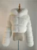 Dames bont faux dames jassen luxe jas katoenen capuchon winter grote maten bovenkleding dikker warme vrouwelijke korte jassen