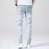 Hommes Jeans Hommes Slim 2023 Stretch Déchiré Broderie Imprimé Casual Denim Pantalon Streetwear Hommes Pantalon Bleu Noir Blanc