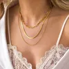 Chaîne de chandail d'hiver minimaliste à la mode multicouche bijoux collier long pendentif