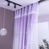 Tenda Tende oscuranti coreane per soggiorno Camera da letto per ragazze Solido sfondo rosa con stelle Hallow Tulle bianco Decorazioni per la casa