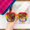 Moda Rainbow Sunglasses Designerskie okulary przeciwsłoneczne dla kobiet duże litera przeciwsłoneczna Słońce Mężczyźni letnie okulary przeciwsłoneczne na plaży na świeżym powietrzu