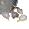 Collier pendentif en pierre de géode naturelle guérison cristal Agate Reiki Chakra bijoux pour femmes plaqué or collier ourlet