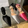 Sandals Ladies Low High Heels Pumps Shoes 2023 Summer Fashion Silk Shallow Female Footwear Buckle String Bead Women Heeled 230511