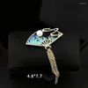 Brooches Upscale Retro Fan-Shaped Tassel Brooch High-End Women's Pin Cheongsam Dress Corsage Accessories Pearl Rhinestone Jewelry