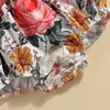 Zestawy odzieży 3PCS Baby Summer Strój Solidny kolor T-shirt róża szelki z nadrukiem Rose Paspands Fryzjer dla malucha dziewczyna 0-18 miesięcy