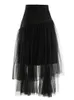 Kjolar twotwinstyle lapptäcke tassels mesh kjol för kvinnor hög midja en linje avslappnad midi kvinnlig sommarkläder stil 230512