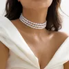 Choker Boho Słodki Imitacja Pearl z koralikami Naszyjnik kobiet w 2023 r. Romantyczny prezent biżuterii weselnej