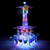 LED Cristal Tour Eiffel Plateau En Verre À Cocktail Porte-gobelet Support À Vin Service VIP Glorifier Présentoir Décor De Fête Verres Lumineux Colorés