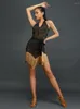 Stage Wear Sexy V-Neck Backless Latin Dance Dress Practice Performance Dancing Fringe Robe Danse Competition DQS5425