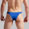 Underpants Męskie bieliznę Ultra cienkie lodowe jedwabne majtki seksowne przezroczyste niskie talii płynne solidne homme bikini tanga hombre