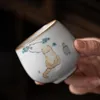 Ferramentas chinês ru forno cerâmica xícara de café doméstico gato padrão tigela chá artesanal conjunto acessórios portátil copo mestre presente