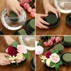 Lot de 24 fleurs décoratives bricolage Kit de composition de fleurs vert rond mousse florale humide décoration de fête de mariage allée