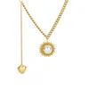 Hänghalsband oregelbunden pärla sol för kvinnor rostfritt stål guldhjärta charm halsband 2023 vintage smycken tillbehör gåva
