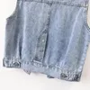 Coletes femininos design de moda lantejas de jeans de jeans summer outono de coente feminino 2023 jeans leeveless coreano tops femininos