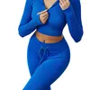 Pantaloni attivi Leggings a costine da donna Strisce senza cuciture Coulisse Yoga Vita alta Calzamaglia inferiore assorbente dal sudore Palestra Corsa blu