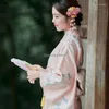 Etnische kleding 2023 Japanse stijl traditie kimono vrouwen retro yukata bloem printen dame sierlijke feestjurk pographic geisha gewaad a309