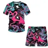 Survêtements pour hommes YUHA Hip-Hop Harajuku Abstract Street T-shirt Vêtements De Luxe 3D Imprimé Shorts Costume Pour Garçons Et Filles Chemise Décontractée Moi