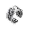 Cluster Rings Silver 925 Jewelry Lotus Fish Heart Ring Vintage Sterling Open For Women National Elegant Accessories