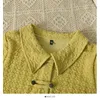 Blusas de mujer Moda de verano Estilo chino Hebilla nacional Cuello de polo Camisa de manga corta Diseño femenino Sense Niche Top corto