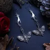 Boucles d'oreilles pendantes Vintage médiéval gothique papillon main yeux pendentif pour breloque femme fête bijoux fiançailles mariage cadeau elle