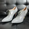 Olomm New Arrival Women Spring Pumps Lace Up Stiletto High Heels Pointed Toe Grey Party Shoes Ladies Plus US Size 5-15