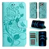 Мода 3D Flower Flip Flip Leather Chore Case для iPhone 14 13 12 11 Pro Max XR XS 7 8 плюс два карты розовые цветочные цветы розовый красное золото зеленый коричневый цвет кожа