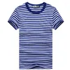 T-shirt da uomo T-shirt da uomo Camicia blu scuro T-shirt da uomo sportiva a maniche corte a righe blu e bianche Coppia Top genitore-figlio O-Collo Casual