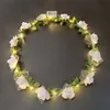 Flower Wreath Luminous 12-LED Headpiece Garland Crown Flower Headband Glowing Wreath For Wedding Party Christmas Garlands