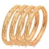 Bangle Wando 4pcs/lot Gold Colour Bangles For Women/Girl Middle Eastern Jewelry Classic Curved Waves Copper Bracelets Gifts