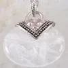 Pendentif Colliers Ovale 40x40MM Pierre Naturelle CAB Cabochon Perle Blanc Cristal Fit Collier Pour Hommes Femmes Bijoux Cadeau K1179