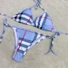 Bikinis Conjunto de bikini para mujer Traje de baño Traje de baño de diseñador sexy Traje de baño a cuadros Bur Bikini para mujer nada Traje de baño de tiras para mujer Traje de baño de tanga