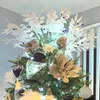 Decorative Flowers Artificial White Flower Plant Wedding Bouquet Decoration Silk Home Vase Decor Willow Leaf Green Grass Fake