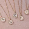 Pendant Necklaces Delicate Mother Of Shell Initials Necklace For Women Charm Medal Letter Chain Stainless Steel Birthday Gifts