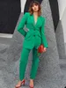 Women's Two Piece Pants Summer Green Wide Leg Pant Suits 2023 Women Sexy Hollow Back Wedding Wear Mother Of The Bride Trousers Set