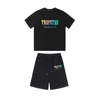 Mens Trapstar T -shirt Kort ärm Tryckdräkt Chenille Tracksuit Black Cotton London Streetwear Design of Motion 558ESS