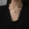 Anhänger Halsketten Koreanische Mode Luxus Kristall Perle Choker Halskette Für Frauen Exquisite Edelstahl Schlüsselbein Kette Schmuck Großhandel