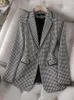 Damenanzüge Plaid Frauen Blazer 2023 In Business Arbeit Langarm Single Button Kleidung Weibliche Elegante Büro Damen Formale Dünne Jacke