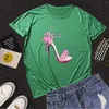 Kadın Tişörtleri Yüksek Topuklu Ayakkabılar Baskı Kadınlar Tişört Kısa Kollu Moda Tişört Kadın Harajuku Üstler 90s bayanlar Yaz Gevşek Giysileri