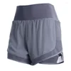 Aktiv shorts Sport Gym Yoga 2 i 1 Kvinnor Mesh Pocket Running Workout Breatble Fitness Training Jogging med foder