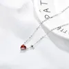 Pendant Necklaces Sole Memory Pomegranate Red Zircon Heart Romantic Couple Gift Silver Color Clavicle Chain Female Necklace SNE389