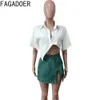 2 피스 드레스 Fagadoer 패션 스트리트웨어 여성 깊은 V 불규칙한 셔츠 및 미니 스커트 세트 여름 일치 2pcs 의상 230512