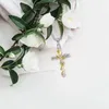 12 pièces/douzaine 4 couleurs rose fleur naturelle plante croix pendentif chaîne collier bijoux cadeau 18in avec 2in Extension en gros