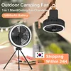 Lüfter Multifunktion tragbarer elektrischer Camping -Lüfter wiederaufladbarer Desktop Stativständer Kühllüfter mit LED -Outdoor -Dropshipping