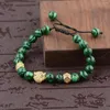 Strand Luxury Inlaid Zircon Leopard Beaded Bracelet Green Natural Stone African Turquoises Beads For Men Yoga Healing Jewelry