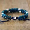 Bracelets de charme Men steampunk 6mm Apatite trançada amizades amantes casais Wristaband MacRame Bangles Bracelet Jewelry