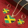 Ketting oorbellen set roestvrij staal jamaica map nationale vlag hanger trendy hart