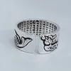 Cluster Ringe Silber 925 Schmuck Lotus Fisch Herz Ring Vintage Sterling Offen für Frauen Nationale elegante Accessoires