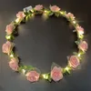 Flower Wreath Luminous 12-LED Headpiece Garland Crown Flower Headband Glowing Wreath For Wedding Party Christmas Garlands